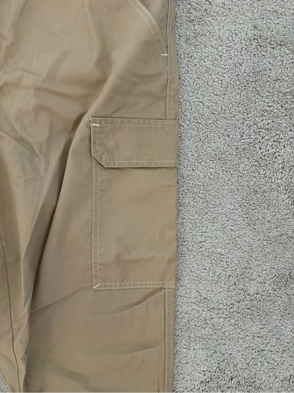 True Religion Men’s Beige Canvas Cargo Pants 34 Regular Straight Flat Front